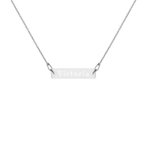 Engraved Silver Bar Chain Necklace - noahzshop