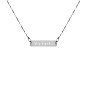 Engraved Silver Bar Chain Necklace - noahzshop